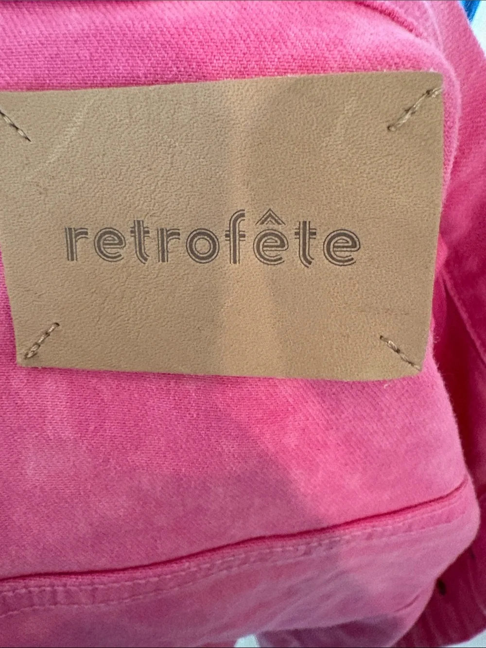 Retrofete pink denim jacket. Size L. Made in Italy